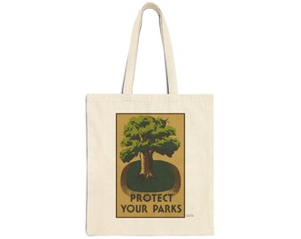 Protect Your Parks Vintage WWII Poster Canvas Tote Bag | History Inspired