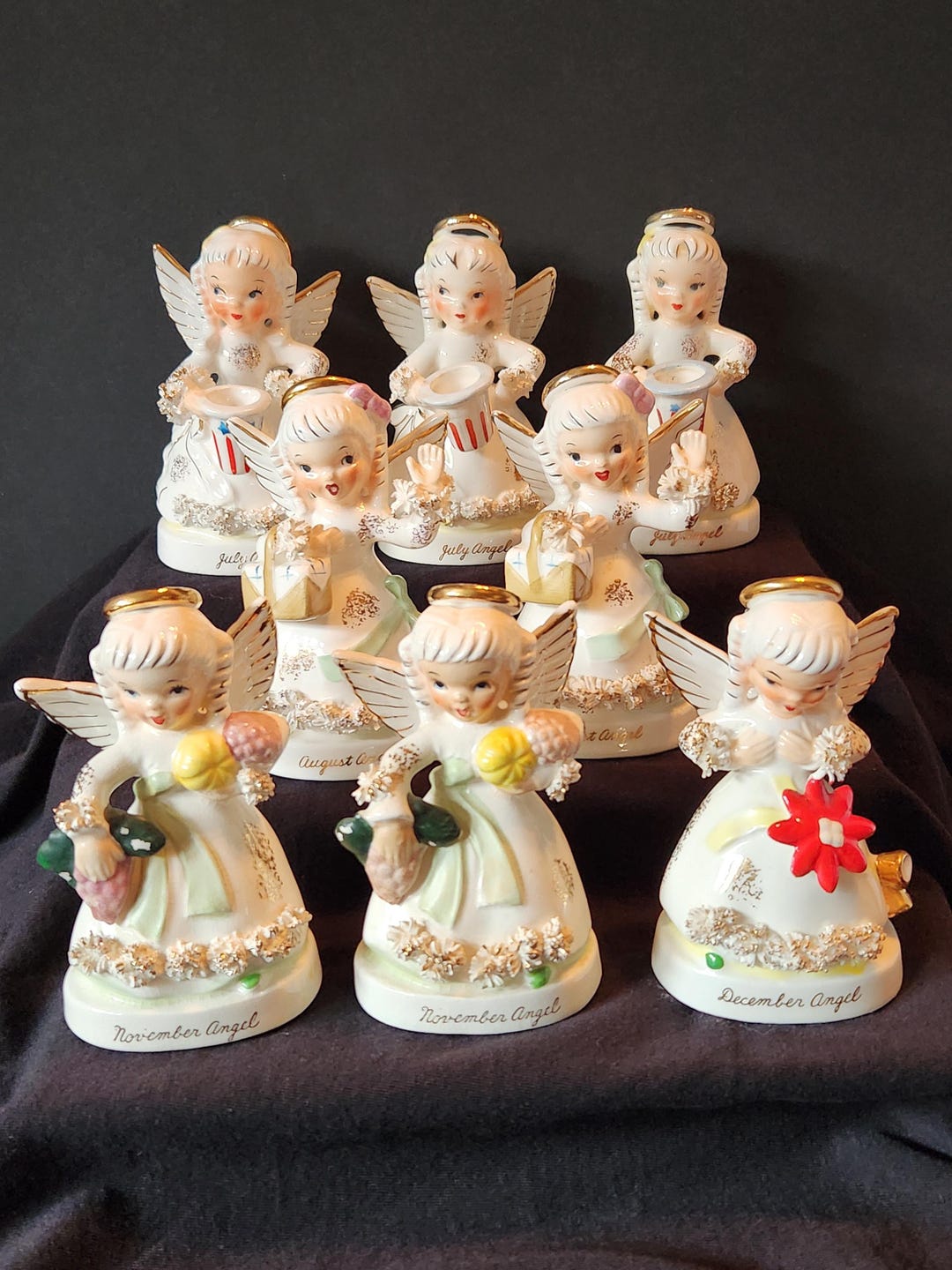 Napco A136 Birthday Angel of the Month, Girl, Spaghetti Trim, Halo ...