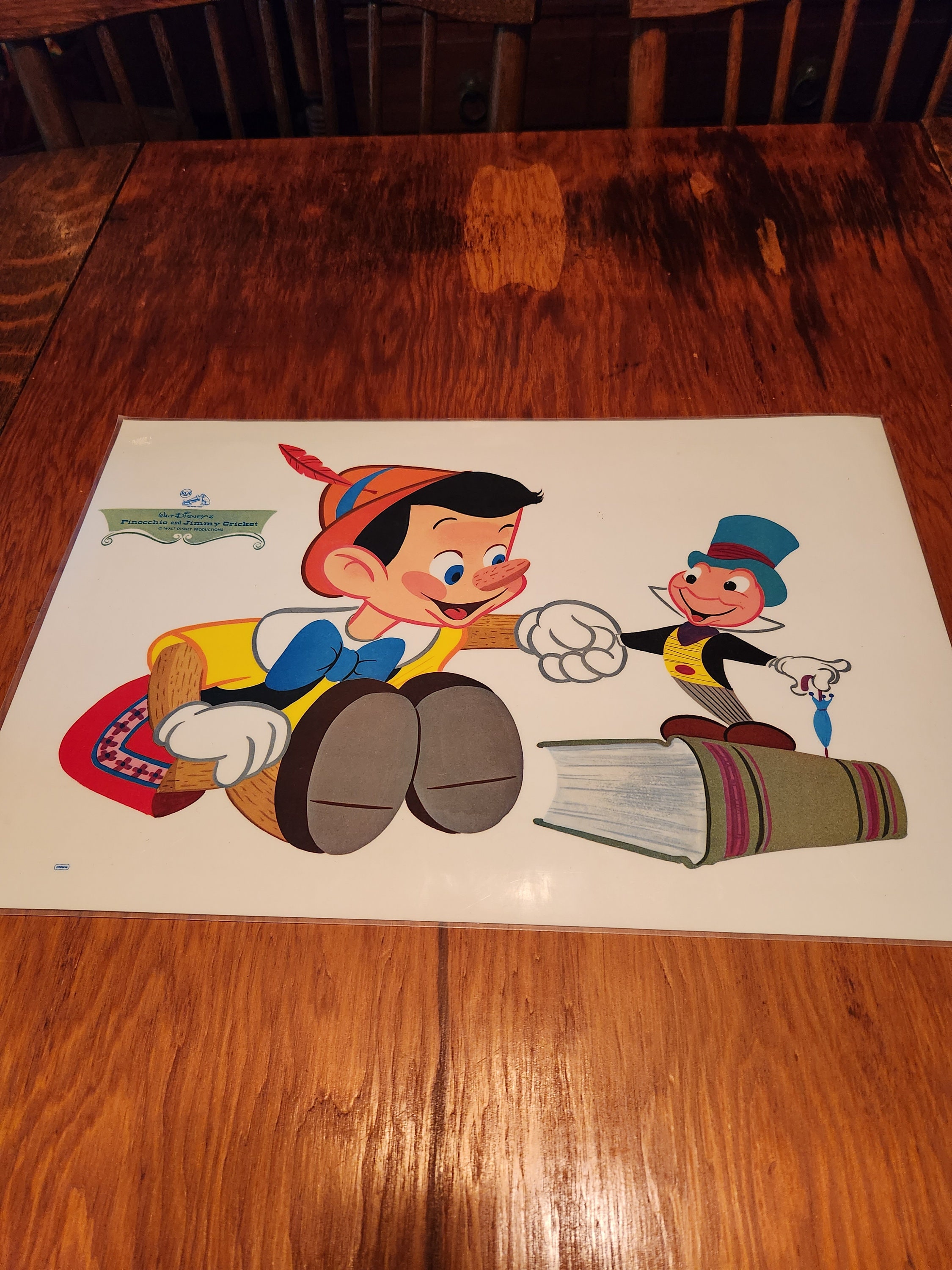4 Disney Placemats Set of 4, Vintage Ludwig Von Drake, Pinocchio