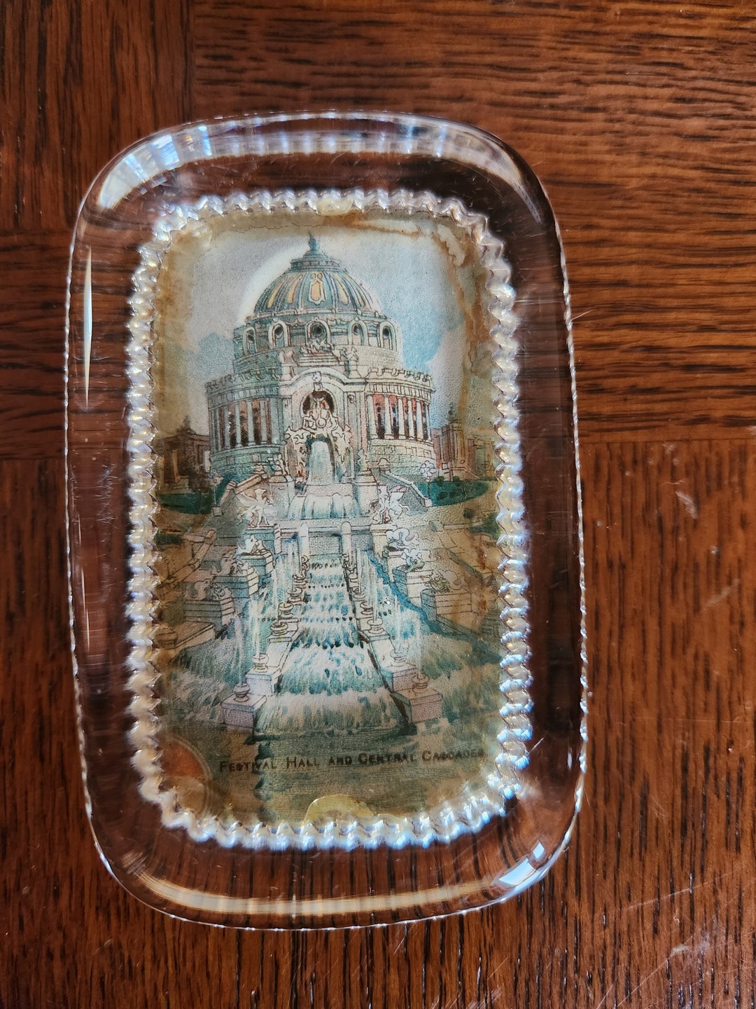 Antique Advertising Paperweight, Festival Hall and Central Cascade