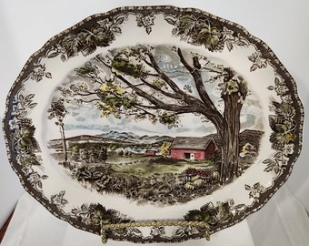 Johnson Brothers 13" Oval Platter Serving Tray The Friendly Village Harvest Time Made in England