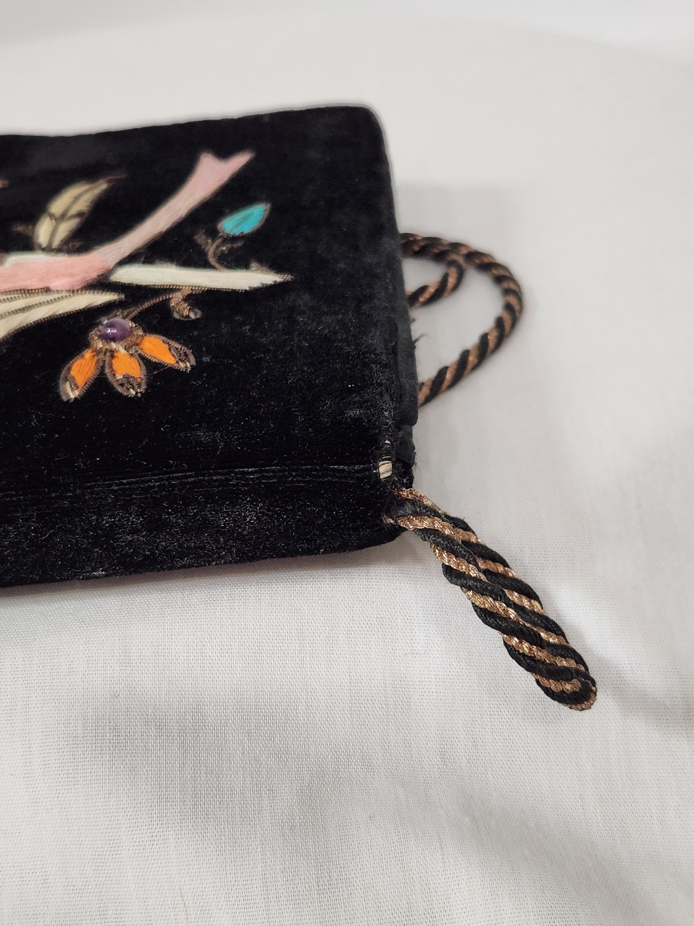 ヴィンテージ ハンドバッグ ザルドシ 刺繍鳥、ゴールドワイヤーワーク