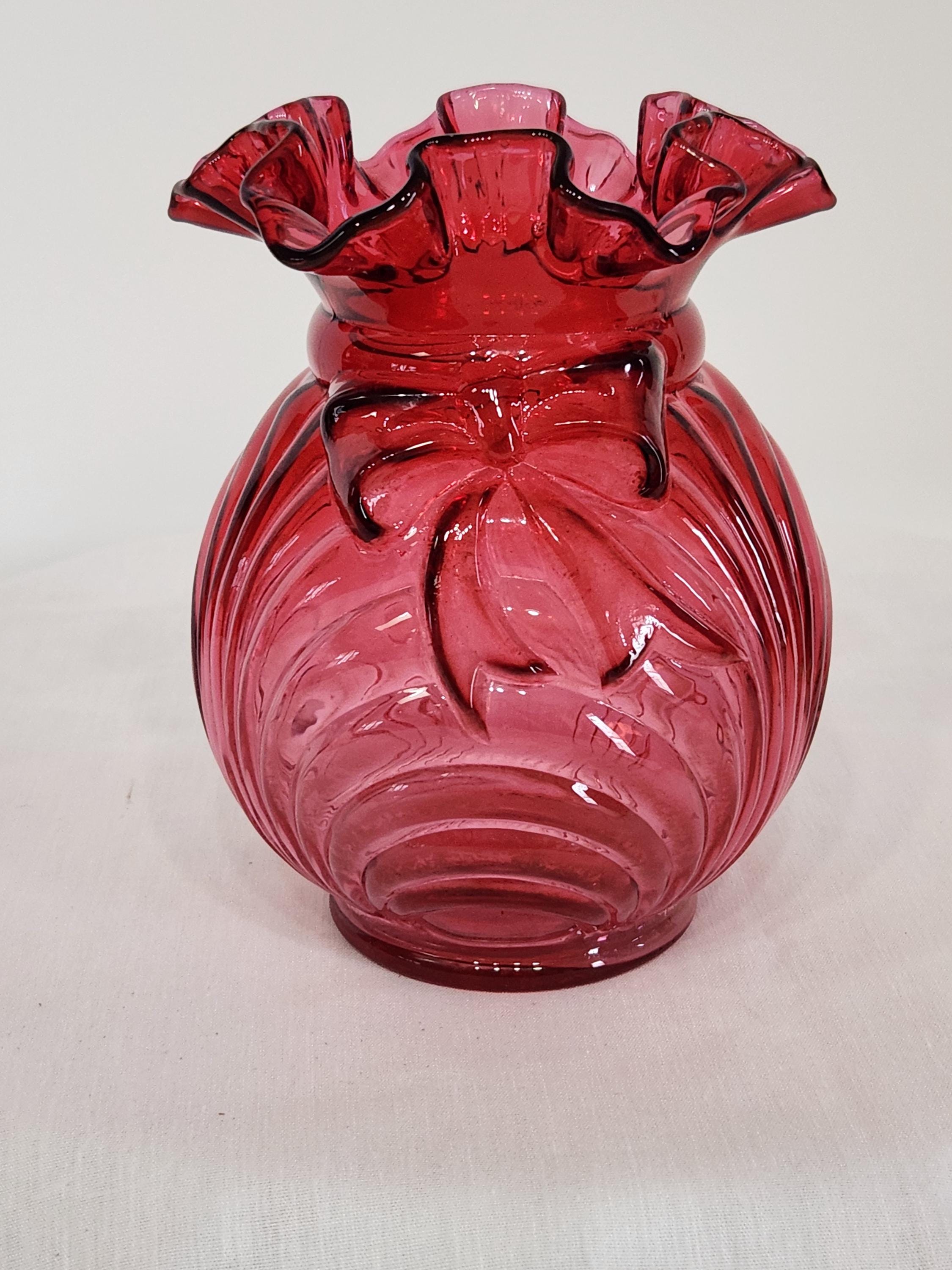 FENTON OLD サムプリント&アンベリーナカレーガラス フリルエッジ FENTON OLD サムプリント&アンベリーナカレーガラス フリル