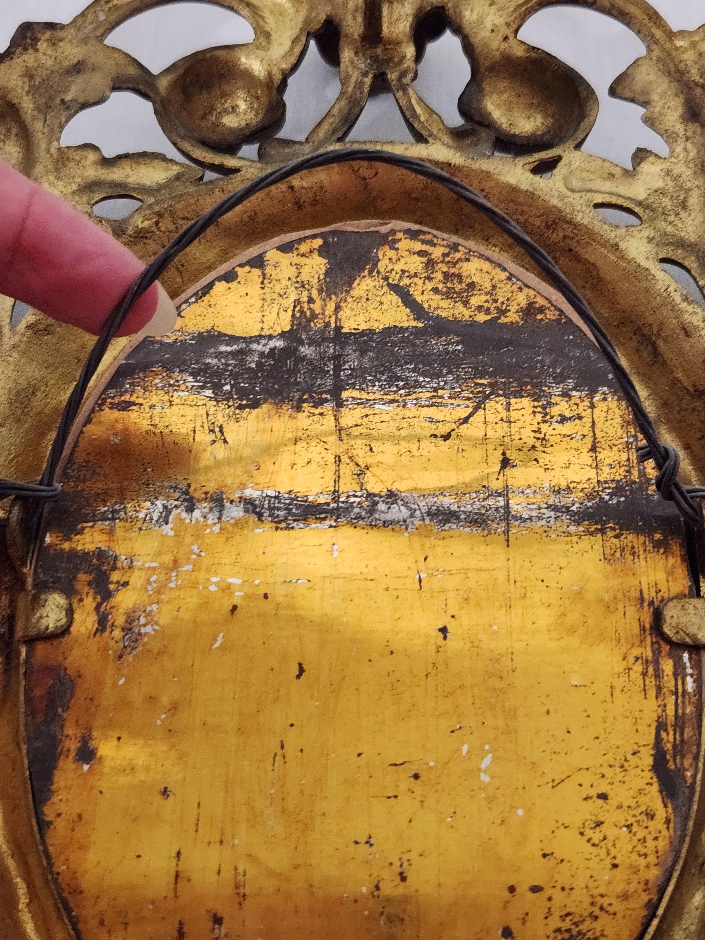 Antique Ornate Solid Cast Brass Metal Oval Picture Frame With Original ...