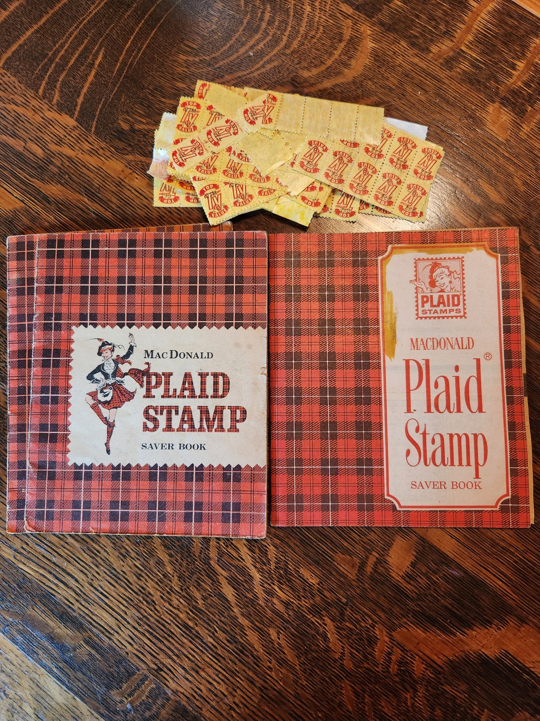 Plaid Stamps, Vintage Grocery Store Book With Stamps, Gift Saver