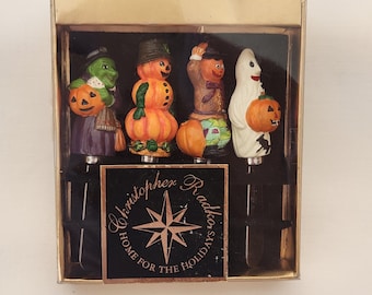 Vtg 1990s Christopher Radko Home for the Holidays Halloween Pate Knives set of 4, original Box