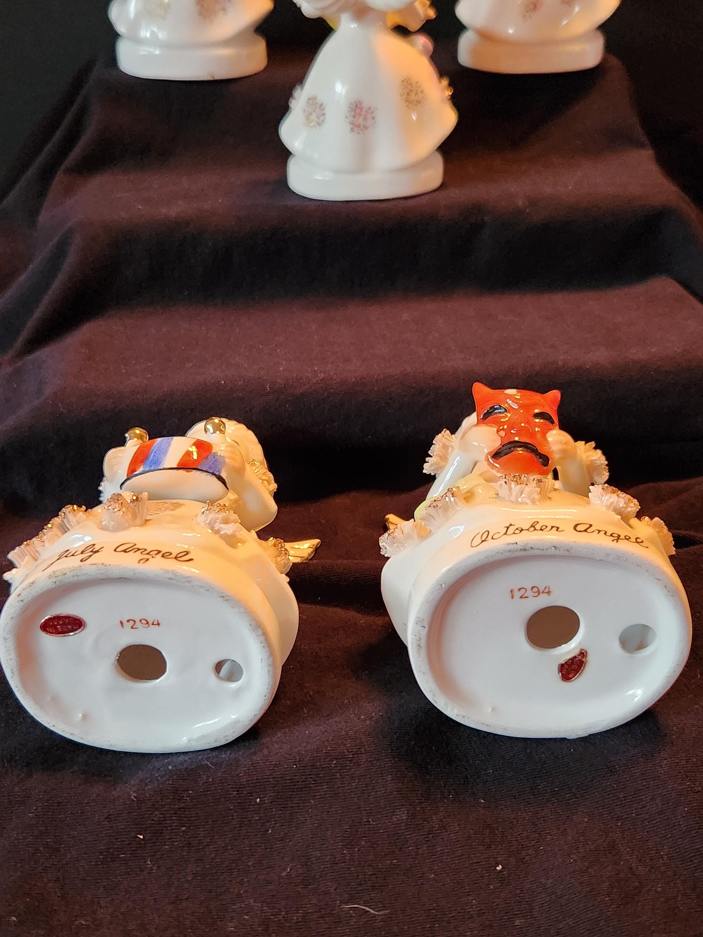 Napco 1294 Birthday Angel of the Month, Spaghetti Trim and Napco 1294 Birthday Angel of the Month, Spaghetti Trim and