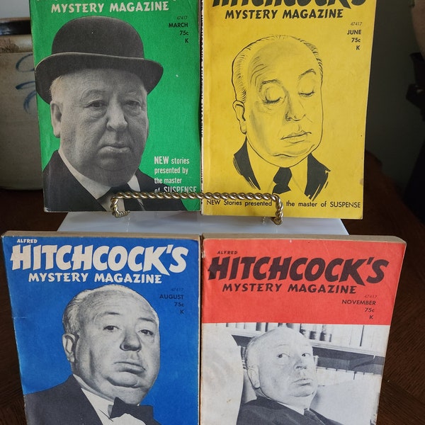 1973 Alfred Hitchcock's Mystery Magazine, March, June, August, November.  All front and back covers are intact.