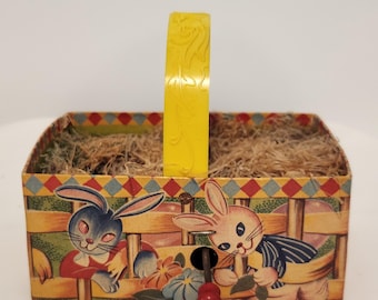 Vtg 1950s Mattel Creations Musical Easter Basket, No 698, Made in USA, no music, basket excellent condition, approx 5" tall
