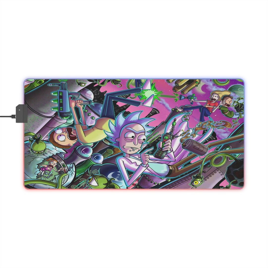 Rick and Morty LED RGB Gaming Mouse Pad Rick and Morty Desk Etsy