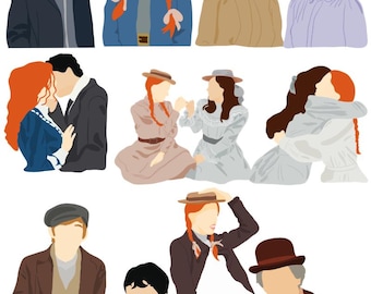 Anne of Green Gables Clipart: Hand-Painted PNG Images (Digital Download)