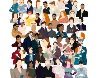 35 Bridgerton Clipart Bundle season 1-3: Romantic Character Graphics (Digital Download)