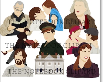 Clipart de la película "El diario de Noa": Imágenes PNG pintadas a mano (Descarga digital)