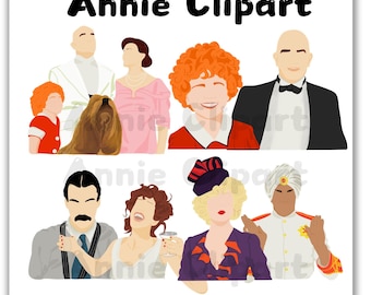 Imágenes prediseñadas de Annie. Conjunto PNG de Annie 1982. Descarga digital.