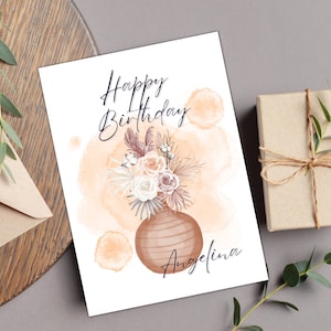 Cartes d'anniversaire personnalisées avec nom pour femme