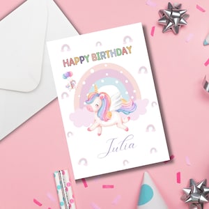 Jolie carte d'anniversaire pour fille Carte d'anniversaire personnalisée Licorne