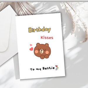 Carte d'anniversaire personnalisée pour la meilleure amie avec un ours mignon pour ami, femme, mari