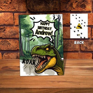 Carte d'anniversaire personnalisée avec nom pour enfants Carte d'anniversaire dinosaure Carte d'anniversaire pour garçons