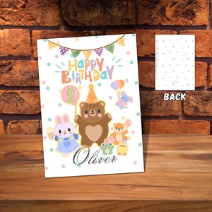 Carte d'anniversaire personnalisée avec prénom pour enfants Carte de premier anniversaire Jolie carte d'anniversaire pour bébé