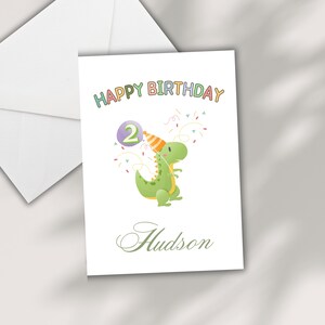 Carte d'anniversaire personnalisée avec nom pour enfant Carte d'anniversaire dinosaure