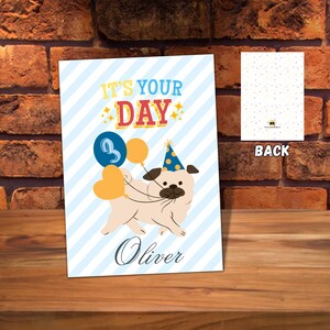 Carte d'anniversaire pour enfants Carte d'anniversaire personnalisée pour garçons Carte d'anniversaire avec chien mignon Carte pour 3e anniversaire