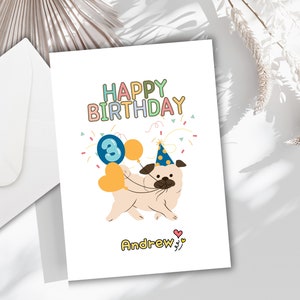 Carte d'anniversaire personnalisée Carte d'anniversaire chien mignon pour garçons