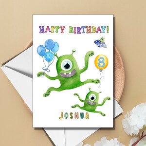 Carte d'anniversaire monstre personnalisée pour enfants avec prénom