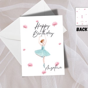 Girls Ballet Birthday Card Personalized Name Birthday Card For Her  Pretty Birthday Card