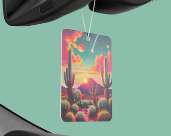 Desert Sunset Car Air Freshener: New Car Scent, Double-Sided