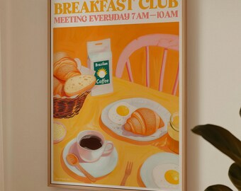 Breakfast Club Print Digital Download, Kitchen Wall Art, Trendy Dopamine Decor, Modern Kitchen Poster