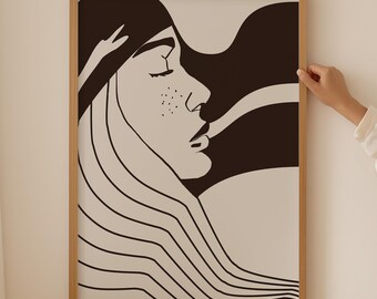Groovy 70s Flower Child Art Print: Retro Hippie Boho Decor (Digital Download
