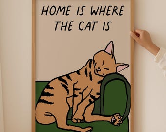 Orange Tabby Cat Art Print: Whimsical Ginger Feline Portrait (Digital Download)