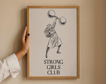 Stampa retrò Strong Girls Club: decorazione da parete femminista per la camera da letto (download digitale)