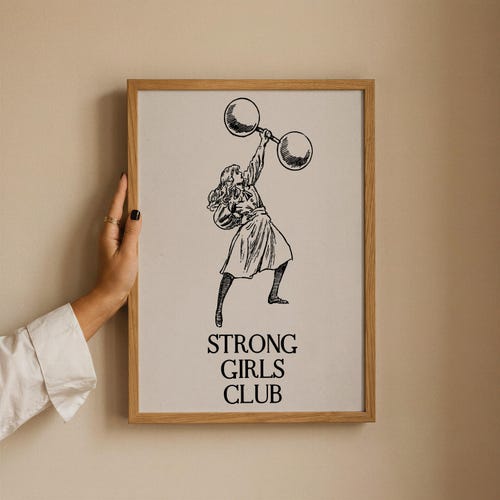Wandkunstdruck „Strong Girls Club“ – Retro-Feminismus