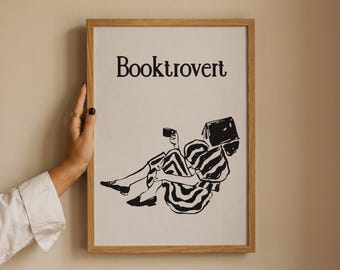 Booktrovert Quote Art Print: Minimalist Reading Nook Decor (Digital Download)