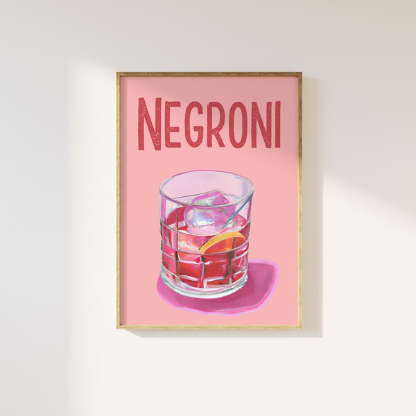 Signature Cocktails Wall Art | Negroni & Martini Prints | Coquette Bar Cart Decor | Alcohol Print | Dorm Decor | Downloadable Prints