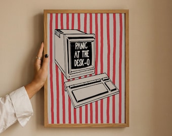 Funny Office Print: Panic At The Desk-O, Cubicle Decor For Work From Home