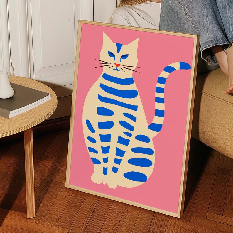 Rainbow Cat Poster: Vintage Feline Art, Retro Home Decor (Digital Download) image 2