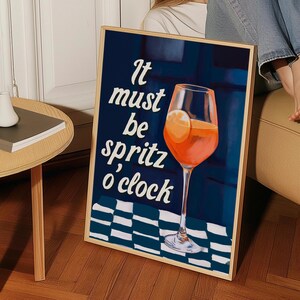 Póster de cóctel Aperol Spritz, decoración para happy hour, letrero de bar y decoración de cocinas y apartamentos universitarios.