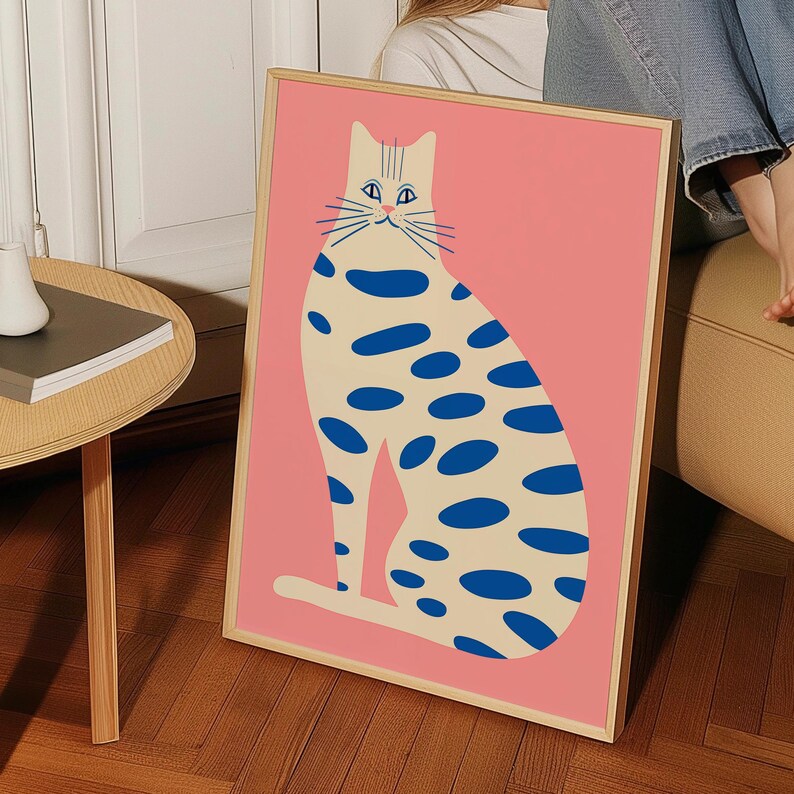 Rainbow Cat Poster: Vintage Feline Art, Retro Home Decor (Digital Download) image 4