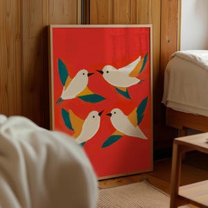 Hummingbird Wall Art: Vibrant Bird Illustration, Floral Home Decor (Digital Print) image 2