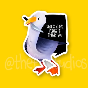 Linda pegatina de gaviota Stabby Sassy / frase divertida / pegatina troquelada impermeable brillante / vinilo hecho a mano / pegatina de botella de agua para teléfono portátil