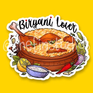 Delicious Biryani Food Sticker | Foodie Gift | Glossy Waterproof Die Cut Sticker | Handmade Vinyl | Laptop Phone Waterbottle Sticker
