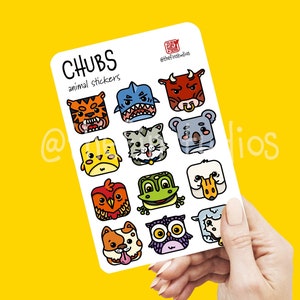 Chubby Animal Sticker Sheet | Chubs | Handmade | Laptop and Journal Waterproof Stickers