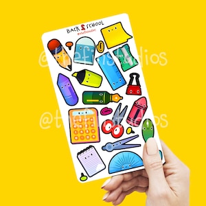 Jolie feuille d'autocollants pour la rentrée | Papeterie et fournitures scolaires | Stickers faits main et imperméables