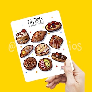 Stickers pâtisseries et produits de boulangerie mignons | Fait main | Stickers étanches pour ordinateur portable et journal
