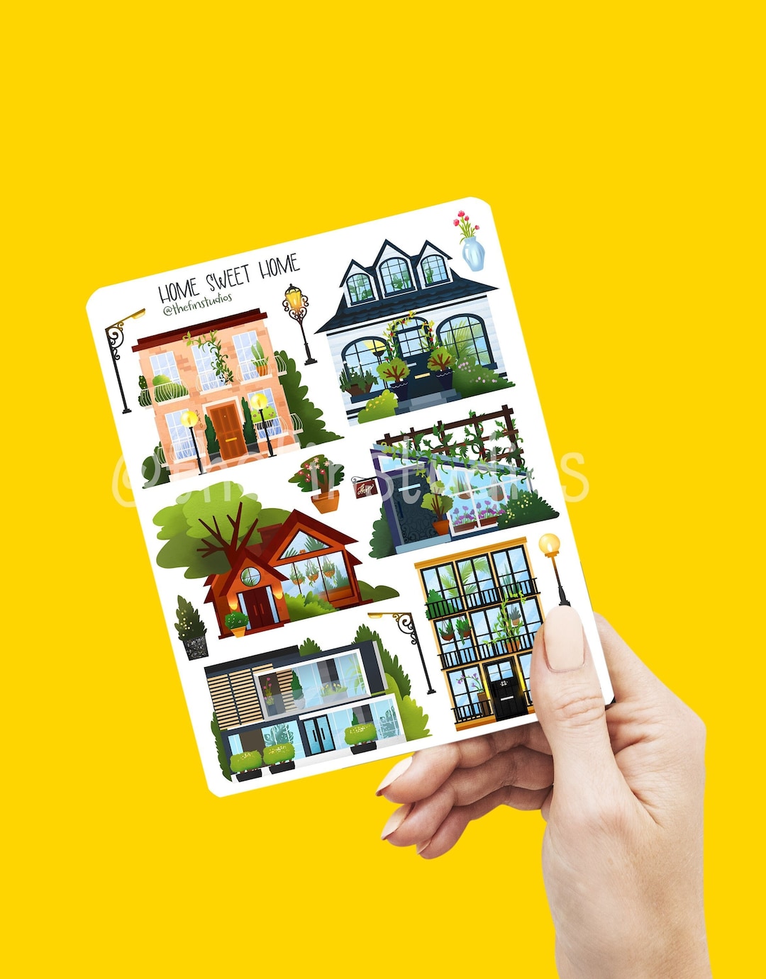 Beautiful Houses Sticker Sheet | Pretty Homes in Spring | Handmade ...