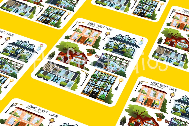 Beautiful Houses Sticker Sheet | Pretty Homes in Spring | Handmade ...