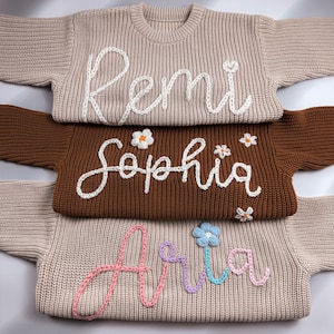 Personalise Baby Name Sweater,Newborn Sweater,Baby knit sweater,Custom Baby Sweater with Hand,Baby Name sweaters,Baby Gift