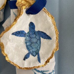 Playful Turtle Oyster Shell Napkin Rings W/24 K Gold Handpainted Border ...